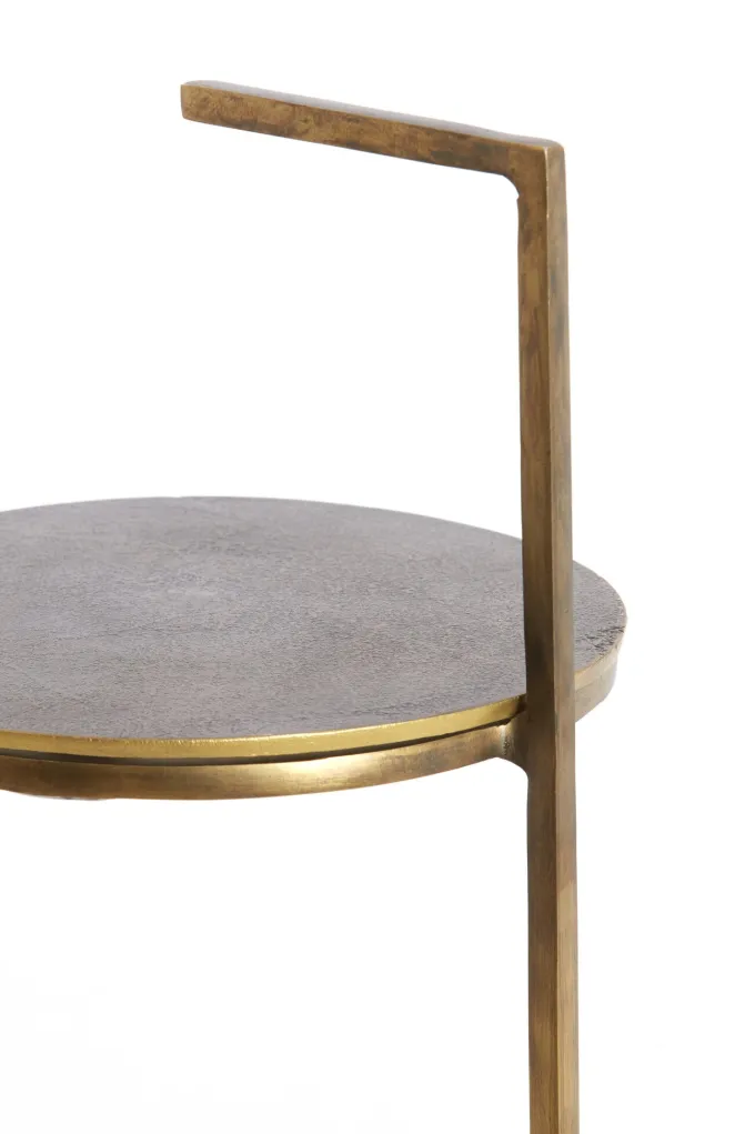 Light en Living Bijzettafel Ø26x76 cm LEDA travertin zand+donker bruin-brons