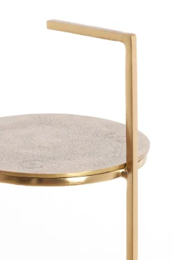 Light en Living Bijzettafel Ø26x76 cm LEDA marmer wit+antiek brons