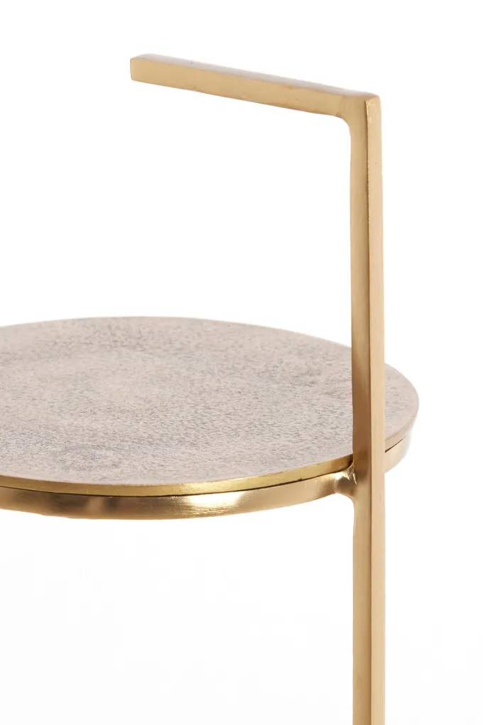 Light en Living Bijzettafel Ø26x76 cm LEDA marmer wit+antiek brons