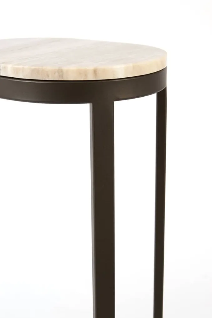 Light en Living Bijzettafel 30x23x60 cm LURO marmer zand+mat bruin-brons