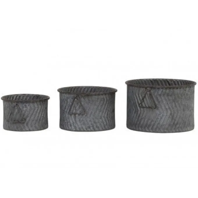 Light en Living Bloempot S/3 Ø21x13+Ø26x17+Ø31x20 cm INDICA zink grijs