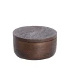 Light en Living Deco box Ø14x7 cm METETI hout mat donker bruin
