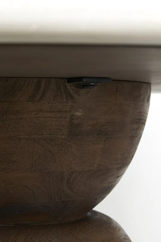 Light en Living Eettafel Ø120x76 cm SOY marmer zand+mango hout choco bruin