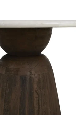Light en Living Eettafel Ø120x76 cm SOY marmer zand+mango hout choco bruin
