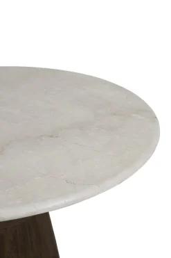 Light en Living Eettafel Ø120x76 cm SOY marmer zand+mango hout choco bruin