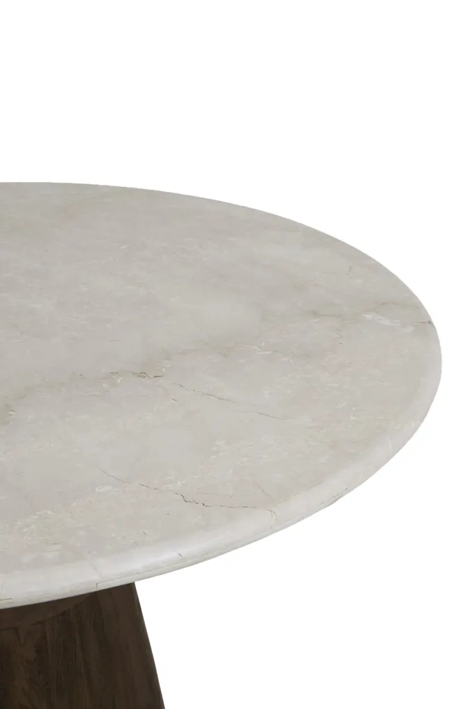 Light en Living Eettafel Ø120x76 cm SOY marmer zand+mango hout choco bruin