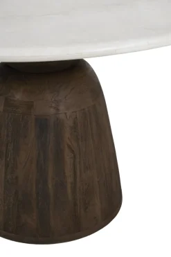 Light en Living Eettafel Ø120x76 cm SOY marmer zand+mango hout choco bruin