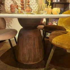 Light en Living Eettafel Ø120x76 cm SOY marmer zand+mango hout choco bruin