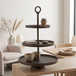 Light en Living Etagère 3 laags Ø32x48 cm LUTEK mat bruin-brons