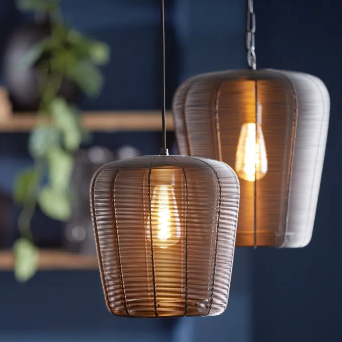 Light en Living Hanglamp Adeta in zwart of goud - Stijlvolle draadlamp in diverse maten