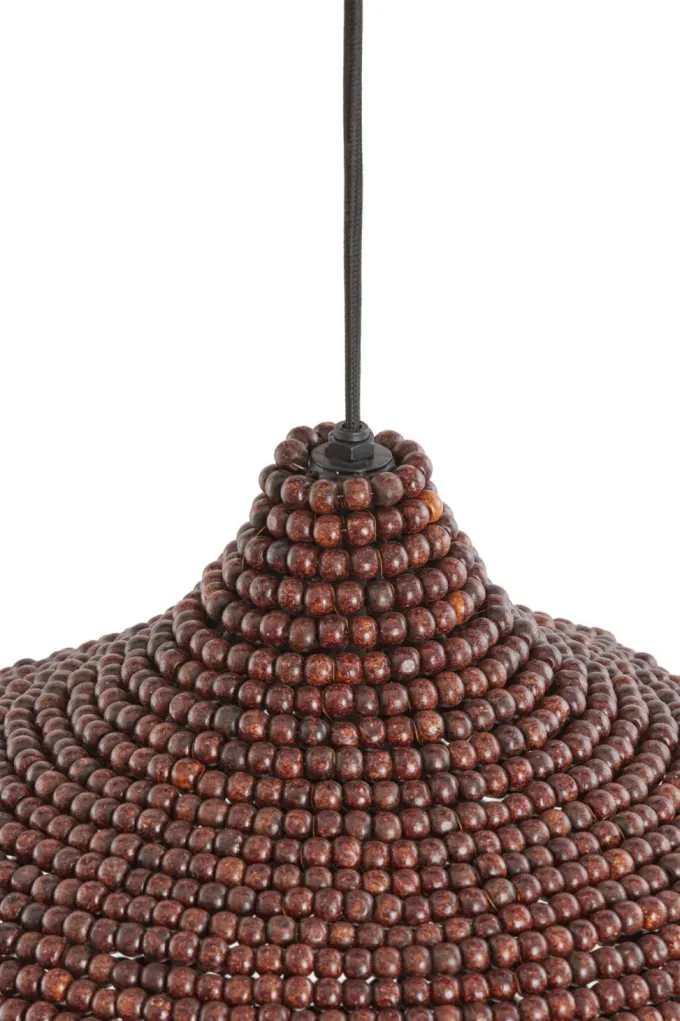 Light en Living Hanglamp Kalenga met bruine kralen Ø 36 cm
