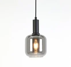 Light en Living Hanglamp LEKAR Ø21x37 cm - Zwart & Smoke Glas