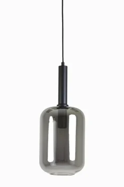 Light en Living Hanglamp LEKAR zwart met smoke glas - Ø22x52 cm