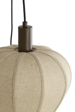 Light en Living Hanglamp 5L Ø76x140 cm HUXI houtprint donkerbruin + linnen crème