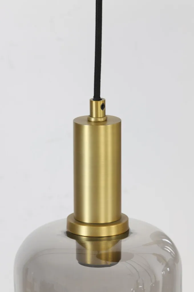 Light en Living Hanglamp 5L Ø66x80 cm LEKAR antiek brons met smoke glas