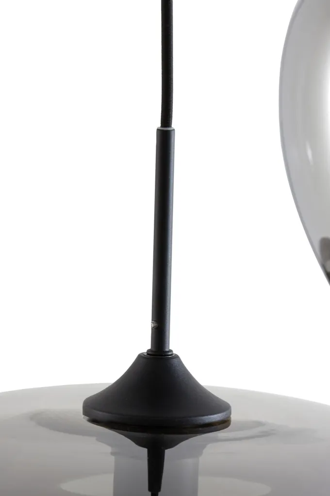 Light en Living Hanglamp 3L Ø40x160 cm MAYSON mat zwart met smoke glas