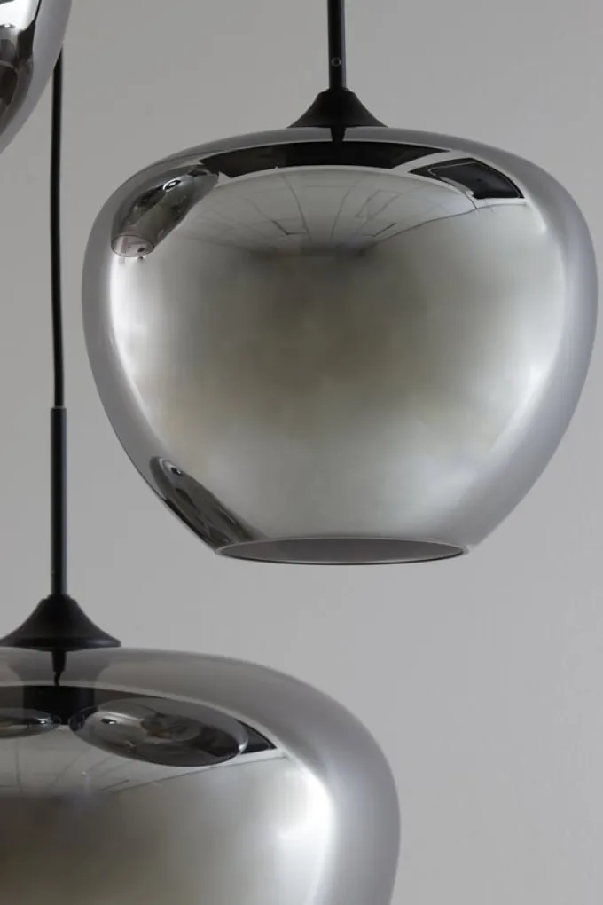 Light en Living Hanglamp 3L Ø40x160 cm MAYSON mat zwart met smoke glas