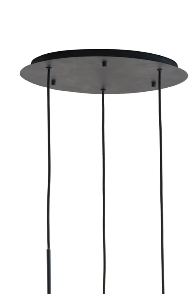 Light en Living Hanglamp 3L Ø40x160 cm MAYSON mat zwart met smoke glas