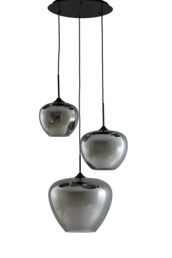 Light en Living Hanglamp 3L Ø40x160 cm MAYSON mat zwart met smoke glas