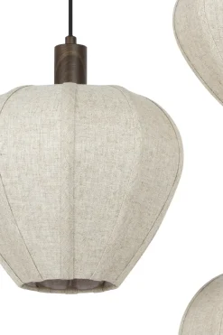 Light en Living Hanglamp 10L 144x49x200 cm HUXI Donkerbruin houtprint + linnen crème