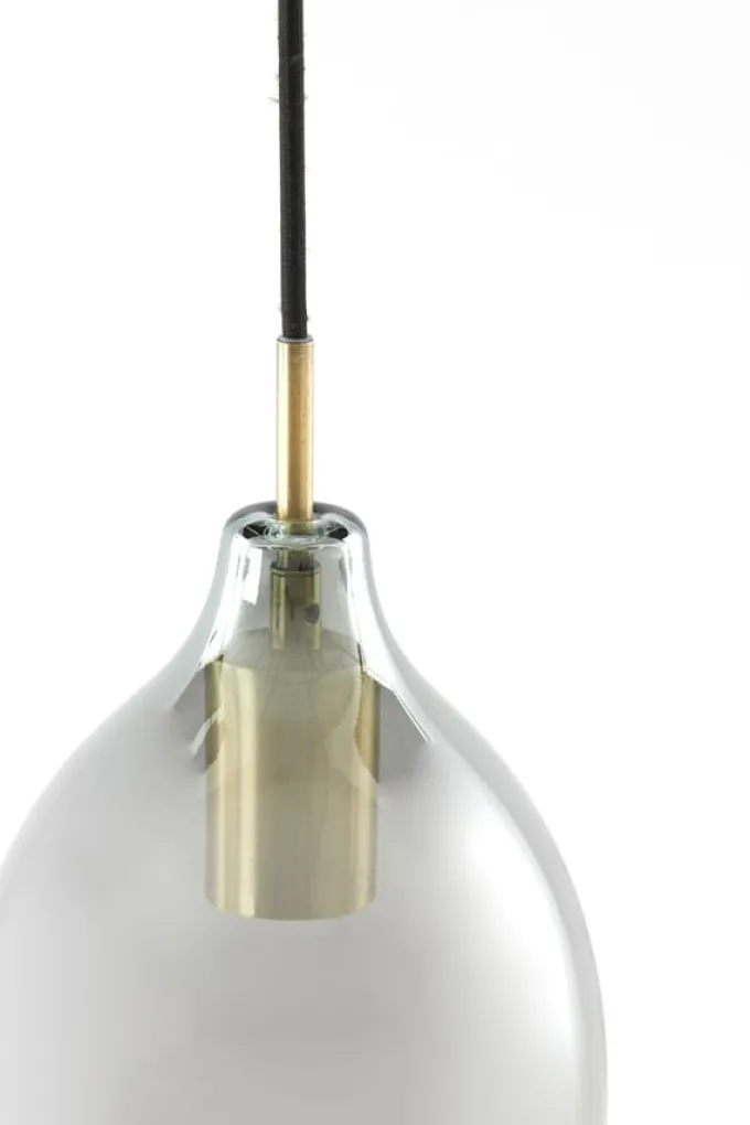 Light en Living Hanglamp 3L 100x16,5x32 cm LUKARO antiek brons+glas smoke
