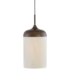 Light en Living Hanglamp 3L 90x22x32 cm DANIA hout print d bruin+touw crème