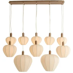 Light en Living Hanglamp 10L 144x49x200 cm HUXI houtprint + linnen crème
