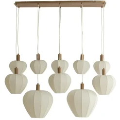 Light en Living Hanglamp 10L 144x49x200 cm HUXI houtprint + linnen crème