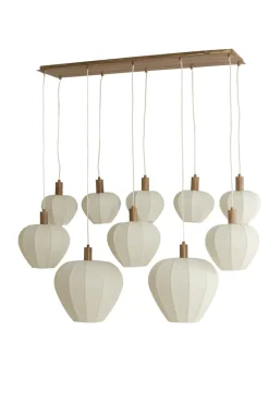 Light en Living Hanglamp 10L 144x49x200 cm HUXI houtprint + linnen crème