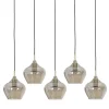 Light en Living Hanglamp 5L 104x20x120 cm RAKEL antiek brons+smoke