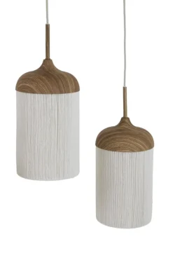 Light en Living Hanglamp 5L 117x10x27 cm DANIA houtprint naturel+touw crème