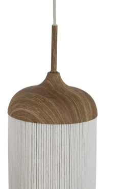 Light en Living Hanglamp 5L 117x10x27 cm DANIA houtprint naturel+touw crème