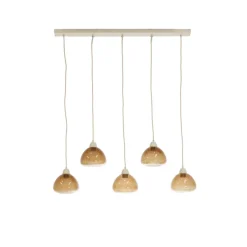Light en Living Hanglamp 5L 104x19x14 cm BISHO glas bruin+zand