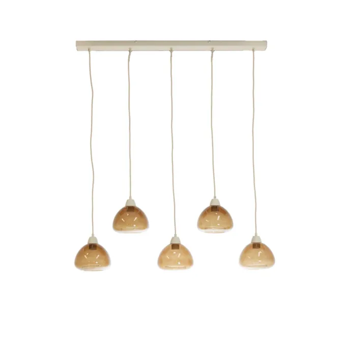 Light en Living Hanglamp 5L 104x19x14 cm BISHO glas bruin+zand