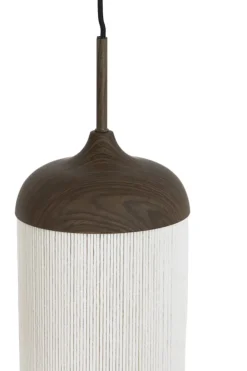Light en Living Hanglamp 5L 117x10x27 cm DANIA houtprint donkerbruin+touw crème