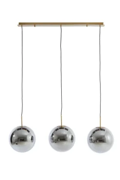 Light en Living Hanglamp 3L 120x30x30 cm MEDINA glas smoke+goud
