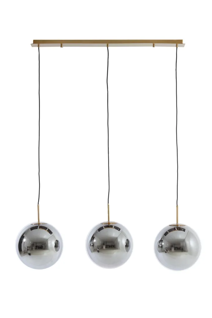 Light en Living Hanglamp 3L 120x30x30 cm MEDINA glas smoke+goud