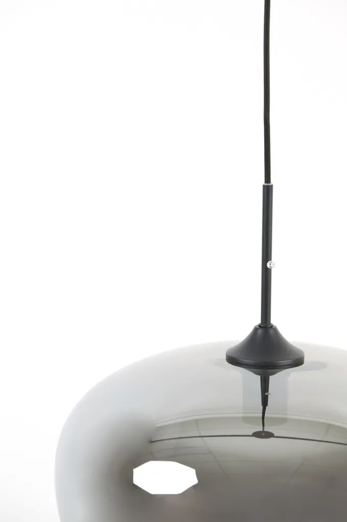 Light en Living Hanglamp MAYSON mat zwart met smoke glas - Diverse maten