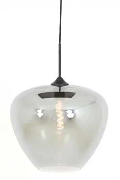 Light en Living Hanglamp MAYSON mat zwart met smoke glas - Diverse maten