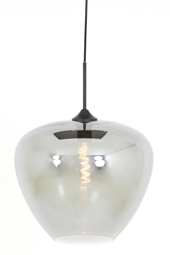 Light en Living Hanglamp MAYSON mat zwart met smoke glas - Diverse maten