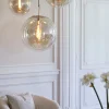 Light en Living Hanglamp Medina antiek brons met amber glas - Verkrijgbaar in 2 maten
