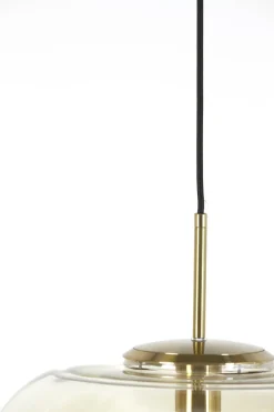 Light en Living Hanglamp MISTY goud+glas amber goud - 2 maten