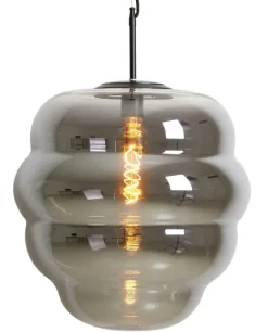 Light en Living Hanglamp MISTY glas smoke + mat zwart - 2 maten