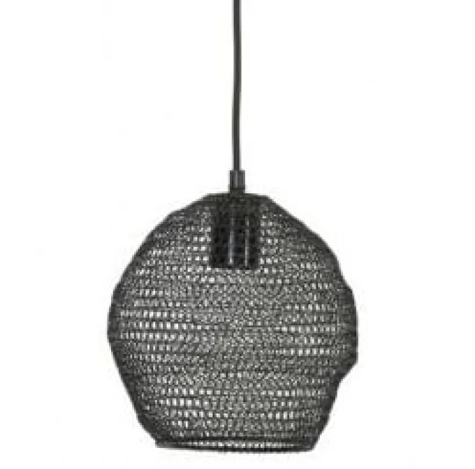 Light en Living Hanglamp NOLA gaas glans zwart Ø18x20 cm van Light & Living