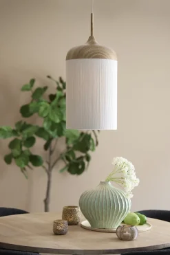 Light en Living Hanglamp Ø27,5x52 cm DANIA hout print naturel+touw crème