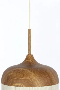 Light en Living Hanglamp Ø27,5x52 cm DANIA hout print naturel+touw crème