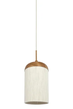 Light en Living Hanglamp Ø27,5x52 cm DANIA hout print naturel+touw crème