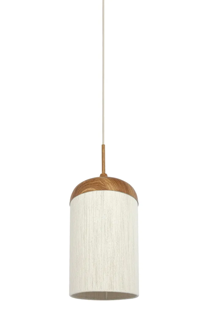 Light en Living Hanglamp Ø27,5x52 cm DANIA hout print naturel+touw crème