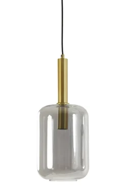 Light en Living Hanglamp Ø22x52 cm LEKAR Antiek Brons met Smoke Glas