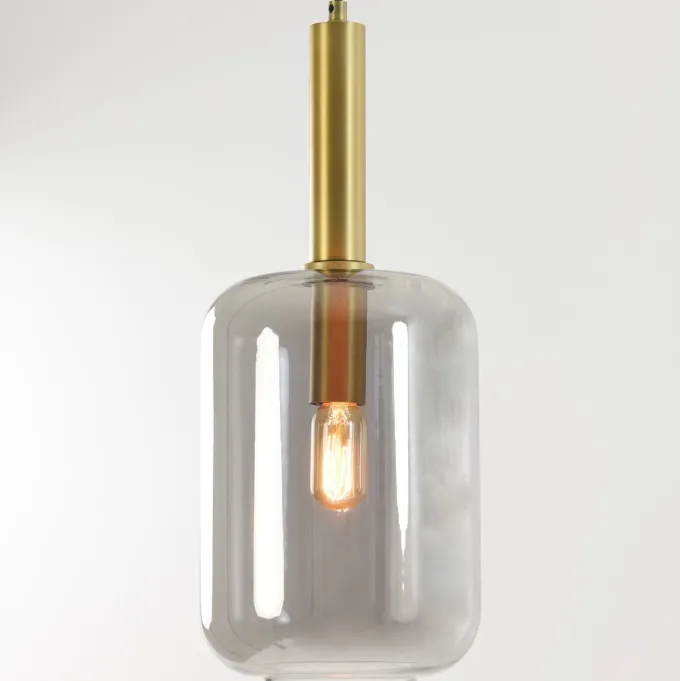 Light en Living Hanglamp Ø22x52 cm LEKAR Antiek Brons met Smoke Glas